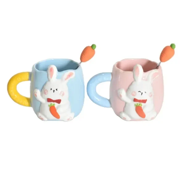 bulk-ceramic-mugs-with-spoon-hand-painted-relief-rabbit-mug-6