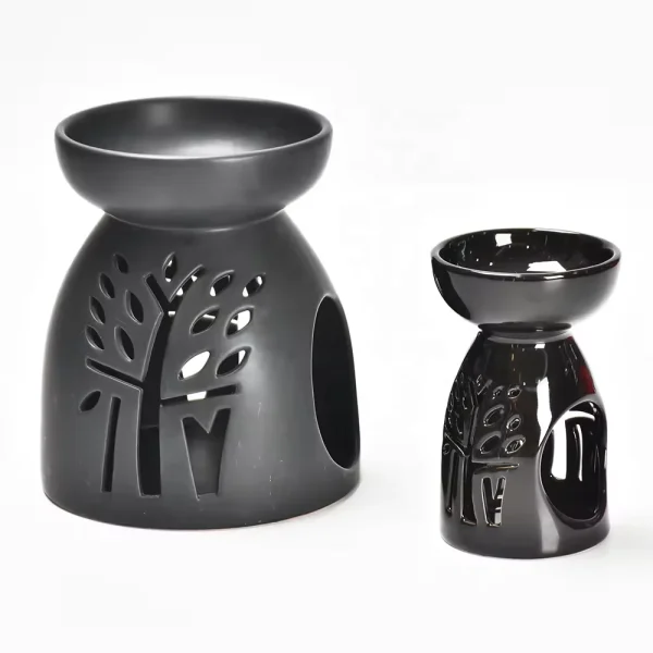 Wholesale Aroma Diffuser, Black Ceramic Tealight Oil Burner-1