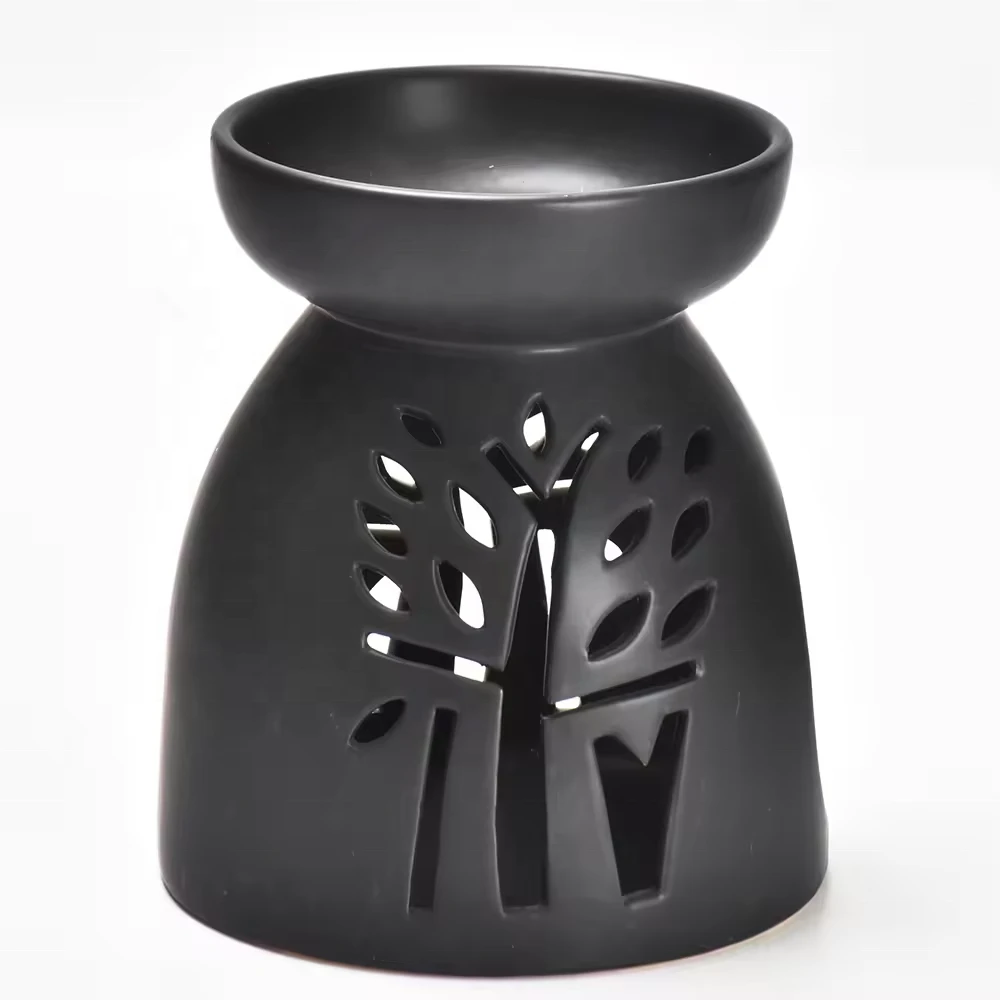 Wholesale Aroma Diffuser, Black Ceramic Tealight Oil Burner-2