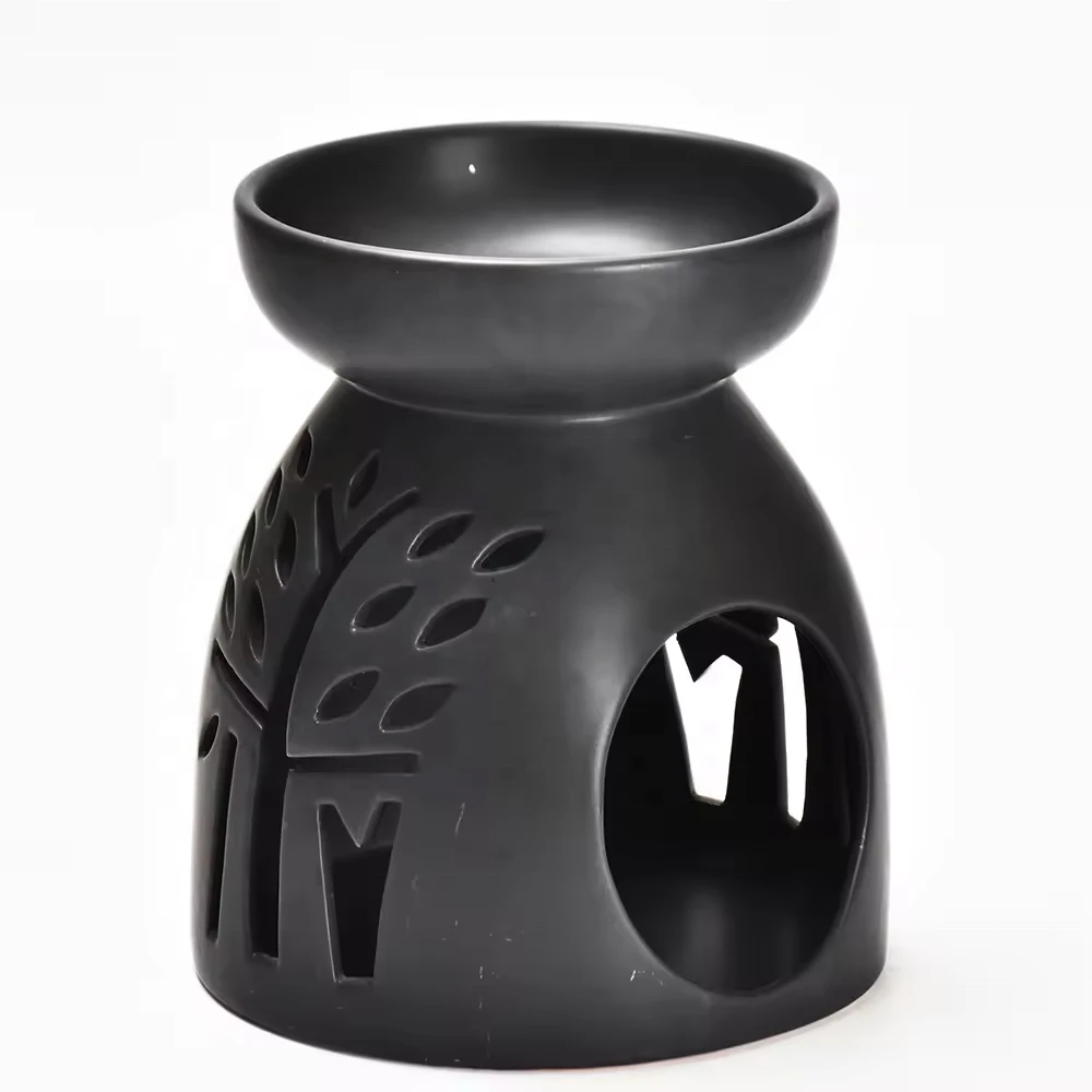 Wholesale Aroma Diffuser, Black Ceramic Tealight Oil Burner