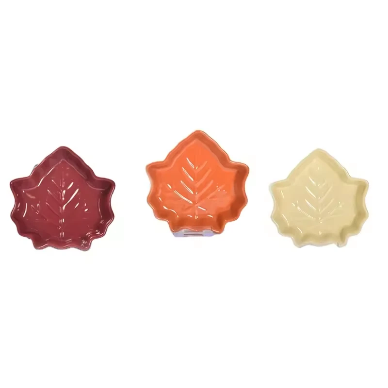 Wholesale Dish Sets, Ceramic Maple Leaf Appetizer Dishes-1