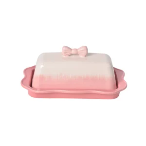 wholesale-butter-dish-set-pink-bow-ceramic-covered-butter-keeper-1