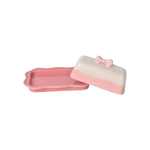 wholesale-butter-dish-set-pink-bow-ceramic-covered-butter-keeper-2
