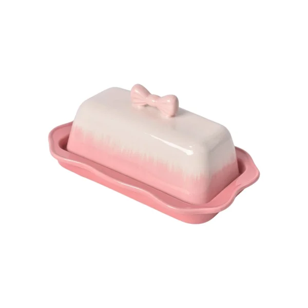 wholesale-butter-dish-set-pink-bow-ceramic-covered-butter-keeper-3