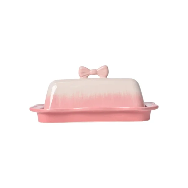 wholesale-butter-dish-set-pink-bow-ceramic-covered-butter-keeper-4
