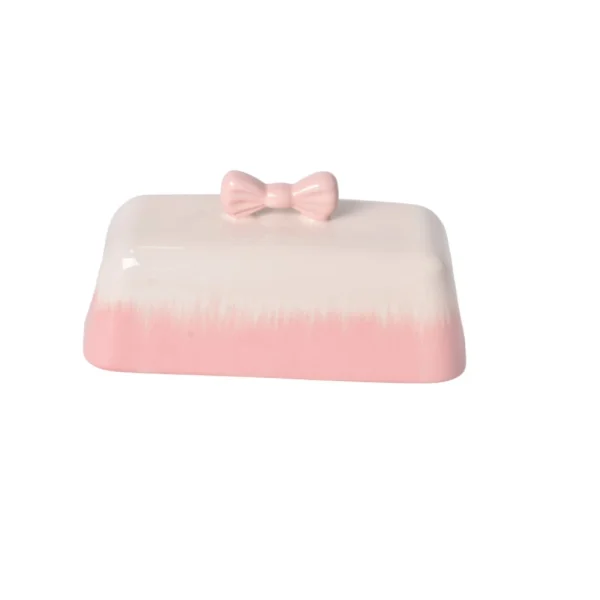 wholesale-butter-dish-set-pink-bow-ceramic-covered-butter-keeper-5