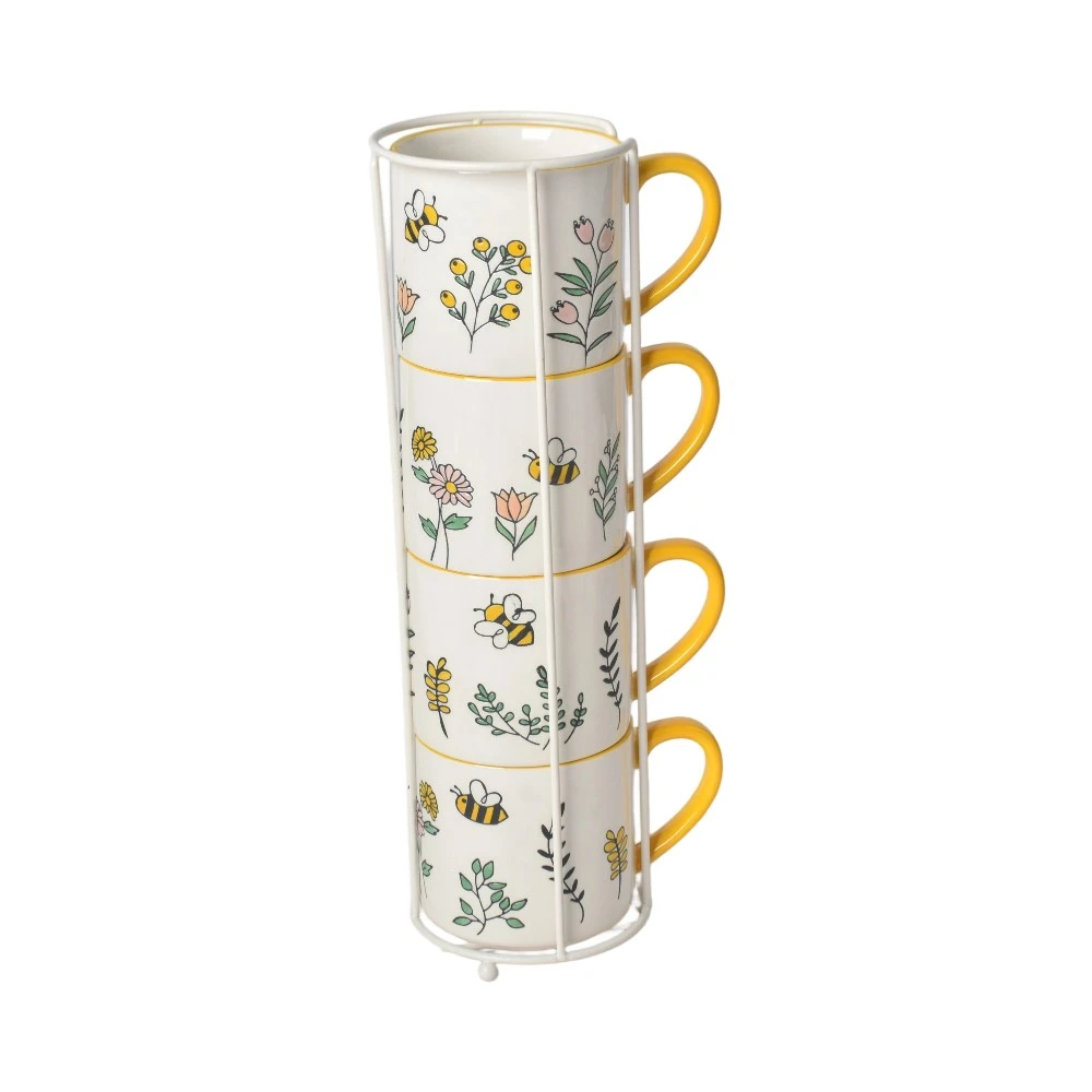 factory-wholesale-ceramic-coffee-mug-set-4-piece-bee-flower-1