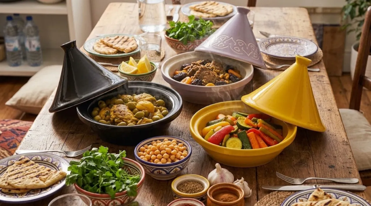 Moroccan-ceramic-tagine-pot-with-chicken-and-vegetable-dishes-1